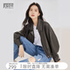 对白（DUIBAI）复古棕色外套女2026秋新款宽松机车休闲雅丹风短款夹克 摩卡棕 M