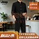 JEEP SPIRIT新中式男装中国风男装套装男士商务休闲中山装外套唐装中山装 黑色 【臻选面料】 M 95-107斤