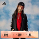 adidas女大童休闲三条纹长袖套装儿童秋季阿迪达斯官方轻运动   黑色/白色   164