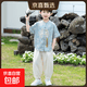 汉服套装男童夏新中式短袖国风唐装儿童表演服盘扣古风男宝宝童装 110 cm