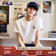 FILA【易烊千玺同款】猫咪T恤丨卡通刺绣短袖26夏季情侣同款T上衣 云菇白-WT L 175/96A/L