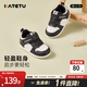 卡特兔儿童运动鞋秋季板鞋幼儿园小白鞋男童软底防滑休闲婴儿鞋 白黑 23 内长14.0cm 脚长13.0-13.5