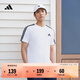 adidas纯棉休闲三条纹针织运动圆领正肩短袖T恤上衣男夏阿迪达斯   白/黑色   M
