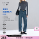 三彩【自由裤】2026秋季新款休闲牛仔裤高腰直筒裤九分裤小个子M 雾霾蓝 M 160/68A