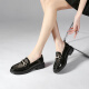 华耐（huanai）乐福鞋女蕾丝网面透气小皮鞋粗跟一脚蹬单鞋 13210071 黑色 37