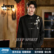 JEEP SPIRIT订婚西服套装新中式立领中山装男中国风唐装外套男士汉服婚礼服 黑色【雅奢甄选】 M