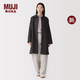 MUJI 女式 不易沾水棉混斜纹立领大衣风衣外套女装秋冬新品BD13FC6A 深灰色 S (155/80A)