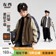左西男童皮衣外套夹棉保暖冬季2026新款儿童棉服机车夹克 咖啡色 150