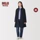 MUJI 女式 不易沾水棉混斜纹立领大衣风衣外套女装秋冬新品BD13FC6A 深藏青色 S (155/80A)