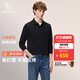 HAZZYS哈吉斯男装 2026秋季男士上衣长袖polo衫翻领T恤ABTZE0DCF01 黑色BK XL （180/100A 50）
