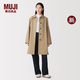 MUJI 女式 不易沾水棉混斜纹立领大衣风衣外套女装秋冬新品BD13FC6A 米色 S (155/80A)