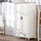 兰古居欧式风格美式全实木衣柜对开平开两三门衣橱白色枫木卧室原木家具 三门衣柜