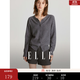 ELLE【100%绵羊毛】简约气质毛针织衫女2026春装新款新年圆领毛衣开衫 深灰色 S