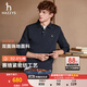HAZZYS【珠地面料】哈吉斯男装 2026秋季男士T恤翻领长袖Polo衫男 深藏青色DN L （175/96A 48）