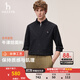 HAZZYS【牛津纺】哈吉斯男装 2026新款秋季上衣纯色休闲长袖衬衫男衬衣 黑色BK XL （180/100A 50）