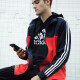阿迪达斯（Adidas）外套夹克男经典运动休闲舒适拼接百搭夹克外套上衣 TR60J-BR黑红拼接夹克 XL