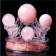 天然粉红色水晶球 粉水晶七星阵摆件 灵气能量感情婚姻原石 升级加厚皇冠款+7个球+碎水晶