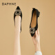 达芙妮（DAPHNE）单鞋女2024春夏季新款职业女鞋尖头中高跟鞋工作鞋一脚蹬船鞋妈妈 黑色 跟高3.5cm 37