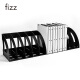 飞兹(fizz)2联文件框可加长镂空桌面收纳 办公室桌面两栏资料文件架/文件筐/资料框 黑色FZ220001