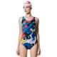英发(YINGFA)女士游泳衣数码印花连体三角女竞速型比赛训练无胸垫968 958-1 XL