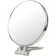 楼曲镜子化妆镜便携折叠台式梳妆镜书桌面随身挂式美容手柄双面学生 银色小边圆形