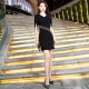 波蜜雅黑色晚礼服高级感气质显瘦女短款小个子平时可穿名媛小众主持裙 黑色短款 M建议100-110斤