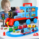 宝乐星儿童玩具男孩声光电动轨道收纳火车玩具车带合金小火车红绿灯套装