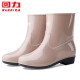 回力雨鞋女士款时尚雨靴水鞋水靴户外防水不易滑耐磨舒适HL523卡其37码