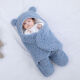 萌兔王子0-3月婴儿睡袋包被二合一婴儿衣服新生抱被秋冬季加厚包被初生儿 【抱被羊羔绒】蓝色 6M[全长约70cm]