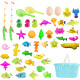 艾福儿钓鱼玩具儿童戏水宝宝捞鱼磁性鱼竿3-4-6岁女男孩玩具 44件套（2竿+大金龙+手提篮）