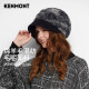 卡蒙（Kenmont）冬款帽子女士格子贝雷帽拼接毛呢帽子韩版时尚堆堆帽修饰脸型2763 藏青色 可调节(57.5cm)