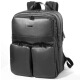 法国乐上(LEXON)双肩包男15.6英寸笔记本电脑包商务多功能大容量出差背包旅行包防水休闲书包 黑色