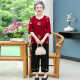 欧惠悠老年人夏装女奶奶装套装60岁7080老人衣服女妈妈夏季衣服大码 红色 3XL(建议110-125斤)