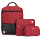 法国乐上(LEXON)双肩电脑包14英寸女商务笔记本背包平板IPAD收纳包三件套装组合  红色