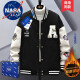 NASA LEAP官方男装秋冬季男士棉服青少年加厚保暖棒球服棉袄外套羽棉衣绒服 黑色加棉冬款 XL（建议120-130斤）