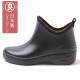 Maruryo良牌日本制进口舒适时尚雨靴晴雨两穿防滑低跟可爱水鞋女士套鞋 黑色 S(35/36码可穿)