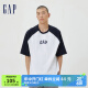 Gap【水洗棉】男女装夏季新款LOGO短袖T恤615521美式复古情侣装 海军蓝 180/96A(M)