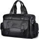 帕宾pabin 男包手提包休闲大容量真皮旅行包头层牛皮旅行袋商务公文包男式包袋PB012A黑色