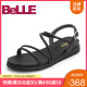 Belle/百丽女鞋凉鞋2019夏季新款羊皮革/人造革厚底低跟02272BL9 黑色 38