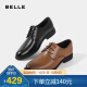 belle百丽男鞋牛皮革上班工作商务正装皮鞋男士婚鞋10503AM0黑色42