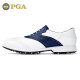 PGA 高尔夫球鞋 男士鞋子 超轻超防水 防侧滑鞋钉 英伦绅士风 PGA 301004-白深蓝色 42