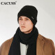 CACUSS帽子男冬毛线帽加绒加厚针织帽休闲保暖套头帽Z0079-1 黑色  M号适合头围56-59cm