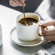 瓷彩美（CECEME）描金咖啡杯碟套装送勺子创意欧式小奢华陶瓷咖啡杯下午茶杯 230ml白色-带勺