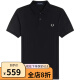 Fred PerryFRED PERRY 2022夏季男士新款麦穗POLO衫短袖翻领纯色 黑色 L