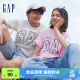 Gap【水洗棉】男女装美式复古LOGO纯棉短袖T恤809021夏季情侣装 灰白色 180/96A(M)