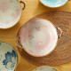肆月双耳汤碗家用面碗陶瓷大碗沙拉碗汤盆单个高颜值日式餐具 雪花釉樱花