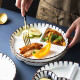 瓷之美陶瓷分格餐盘减脂创意一人食餐具套装家用大人早餐碟子三格餐具 8英寸单盘-兰叶