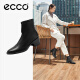 爱步（ECCO）靴子女 女鞋冬季粗跟女靴显瘦通勤短靴 型塑212333 黑色21233351052 38