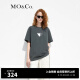 MO&Co.春夏新品爱心印花短袖圆领宽松棉质T恤MBC2TEET13美式复古 古堡灰色 M/165