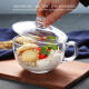 盈安美钢化透明玻璃碗带盖家用耐热玻璃加厚早餐麦片碗微波炉水晶燕麦杯 550ML金刚大食煲